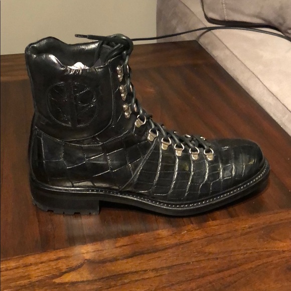 Caporicci Genuine Alligator Lace Up Boots Black - Picture 3 of 4